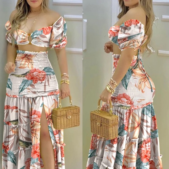 💎 GYPSY SOUL 💎 EXOTIC PRINT LONG MAXI DRESS MOONSTONE NECKLACE RING EARRINGS - Picture 2 of 16